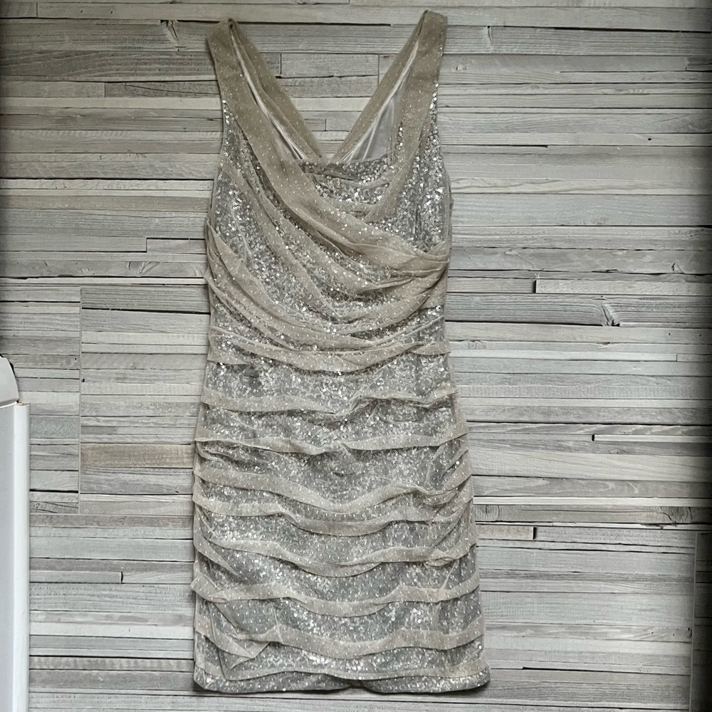 Express Silver Sequin Mesh Mini Dress – Size 6 - Picture 2 of 16